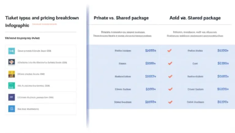 Ticket types, pricing breakdown, discounts, and how to choose the right package (private vs shared, add-ons)