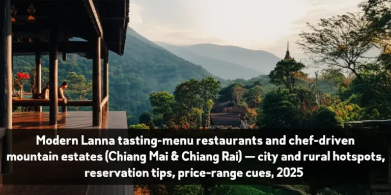 Top Restaurants and Chef-Driven Experiences Serving Modern Lanna Tasting Menus in 2025 (city and rural hotspots — Chiang Mai, Chiang Rai, mountain estates — reservation tips and price ranges)